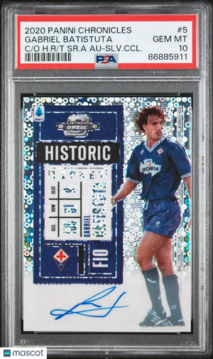 2020 Panini Contenders Optic Historic Ticket Auto Gabriel Batistuta /49 PSA 10 