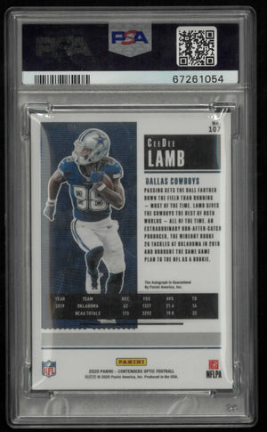 2020 Panini Contenders Optic Rookie Autograph Ceedee Lamb Auto RC PSA 10 