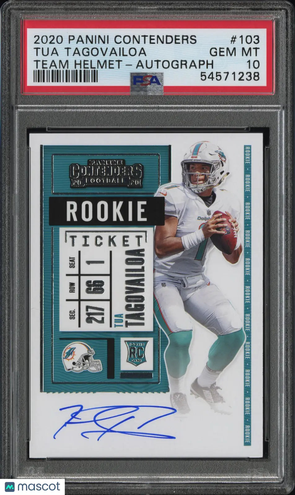 2020 Panini Contenders Tua Tagovailoa RC Rookie Variation Autograph Auto PSA 10 