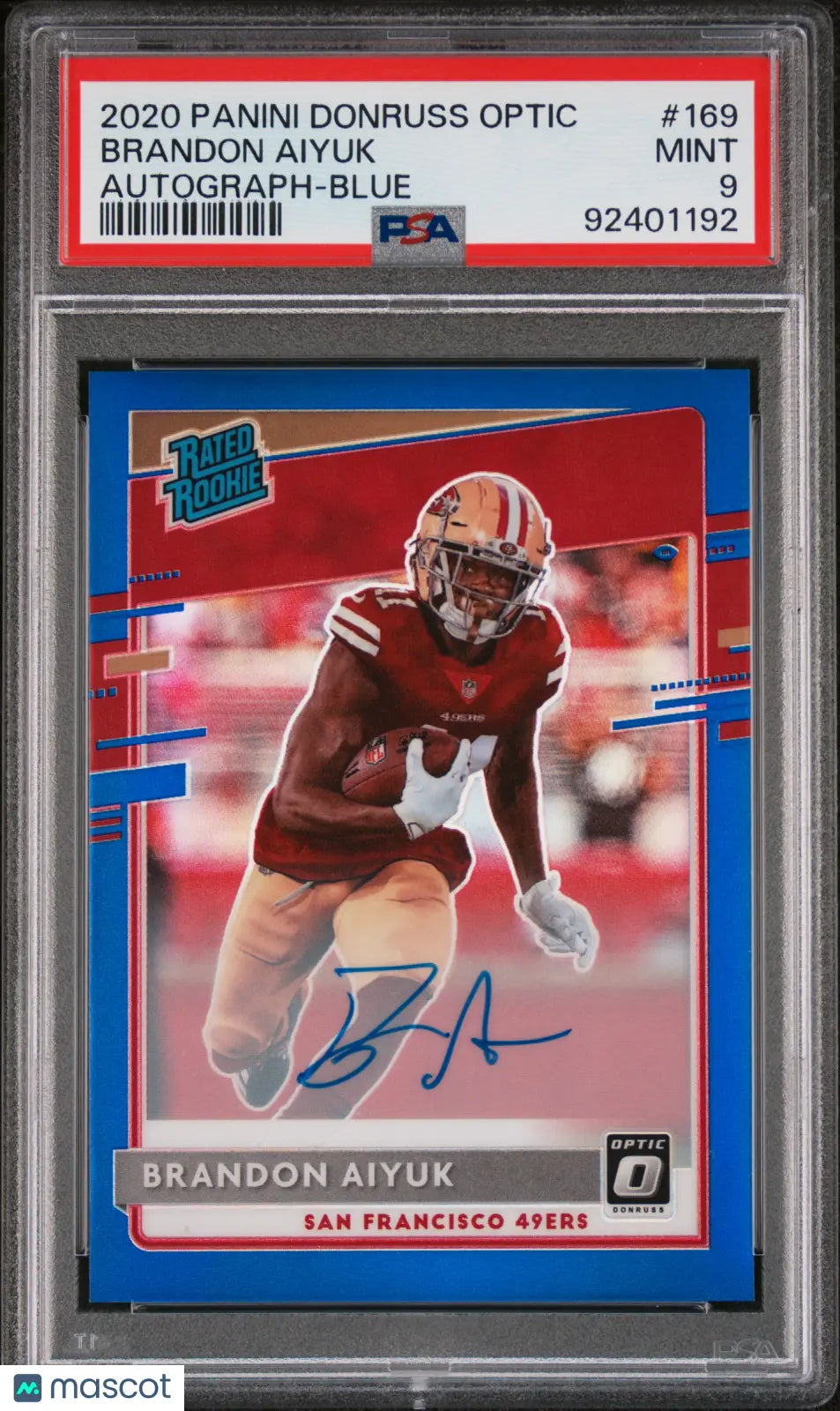 2020 Panini Donruss Optic Brandon Aiyuk Rated Rookie Autograph Blue PSA 9 /75 
