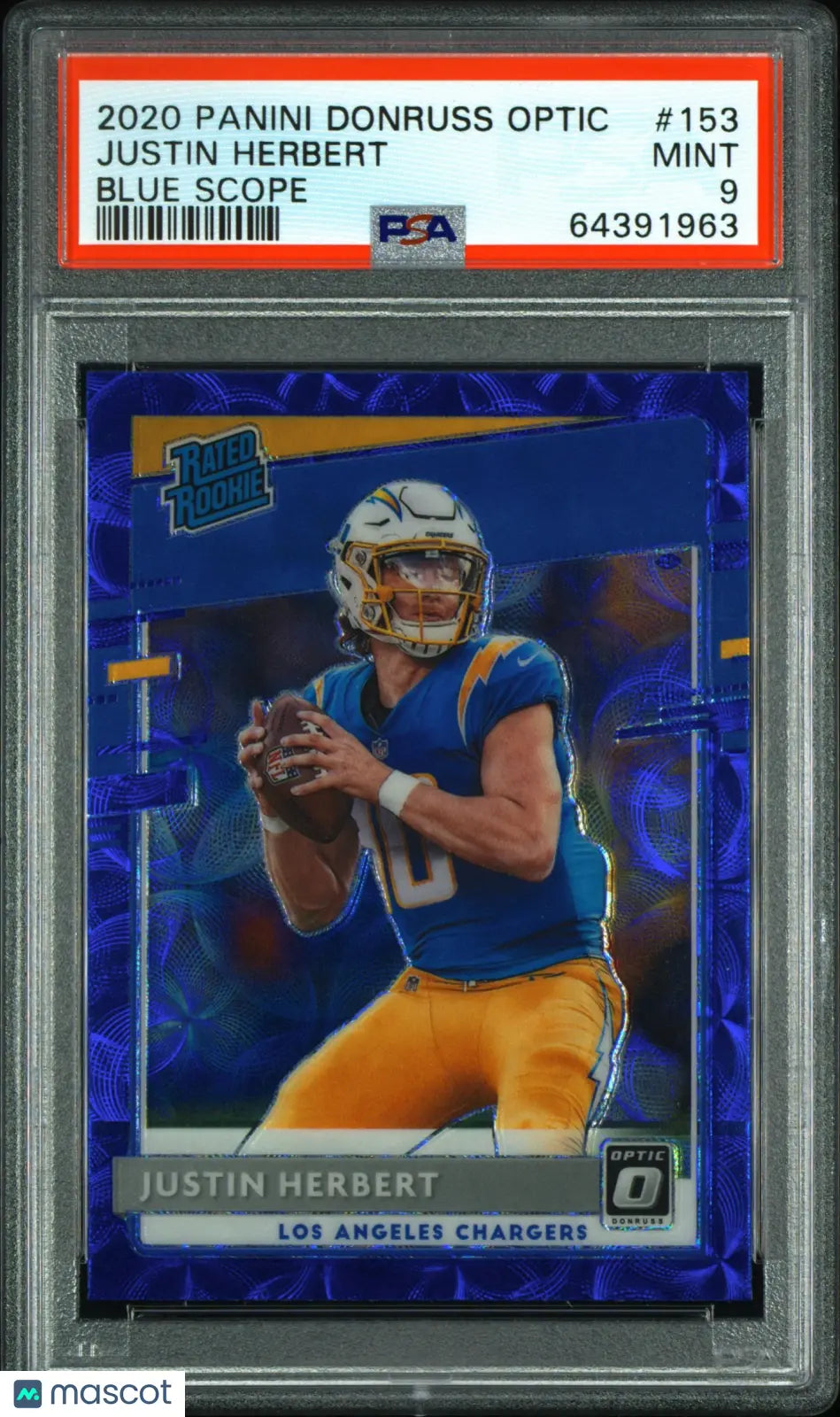 2020 Panini Donruss Optic Justin Herbert #153 Blue Scope PSA 9 