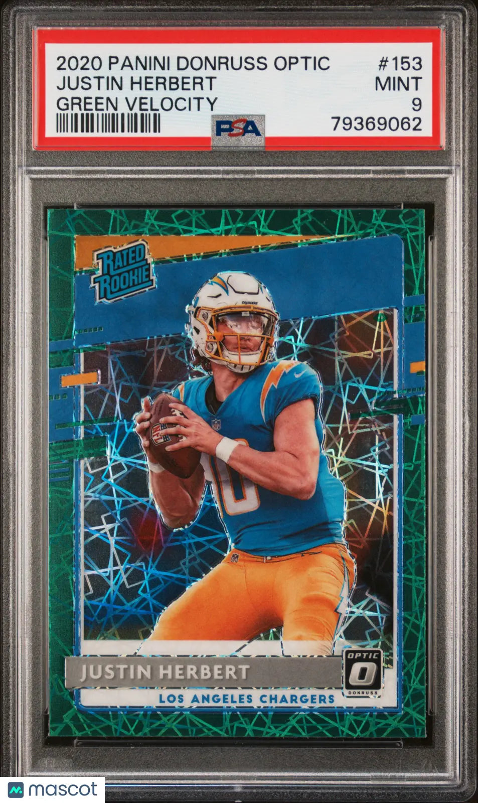 2020 Panini Donruss Optic Justin Herbert #153 Green Velocity PSA 9 