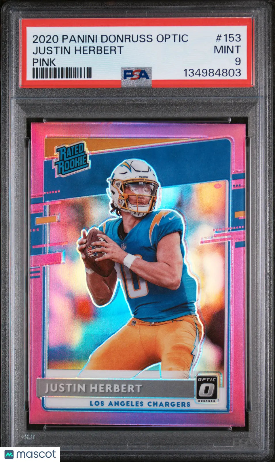 2020 Panini Donruss Optic Pink Rated Rookie RC Justin Herbert #153 PSA 9 