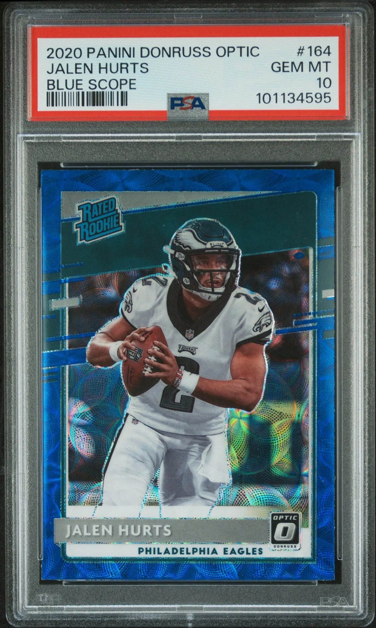 2020 Panini Donruss Optic Rated Rookie Jalen Hurts Blue Scope RC PSA 10 