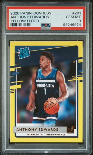2020 Panini Donruss Rated Rookie Anthony Edwards Yellow Flood RC PSA 10 