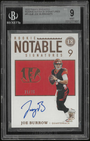 2020 Panini Encased Rookie Notable Signatures Joe Burrow Auto RC /75 BGS 9 