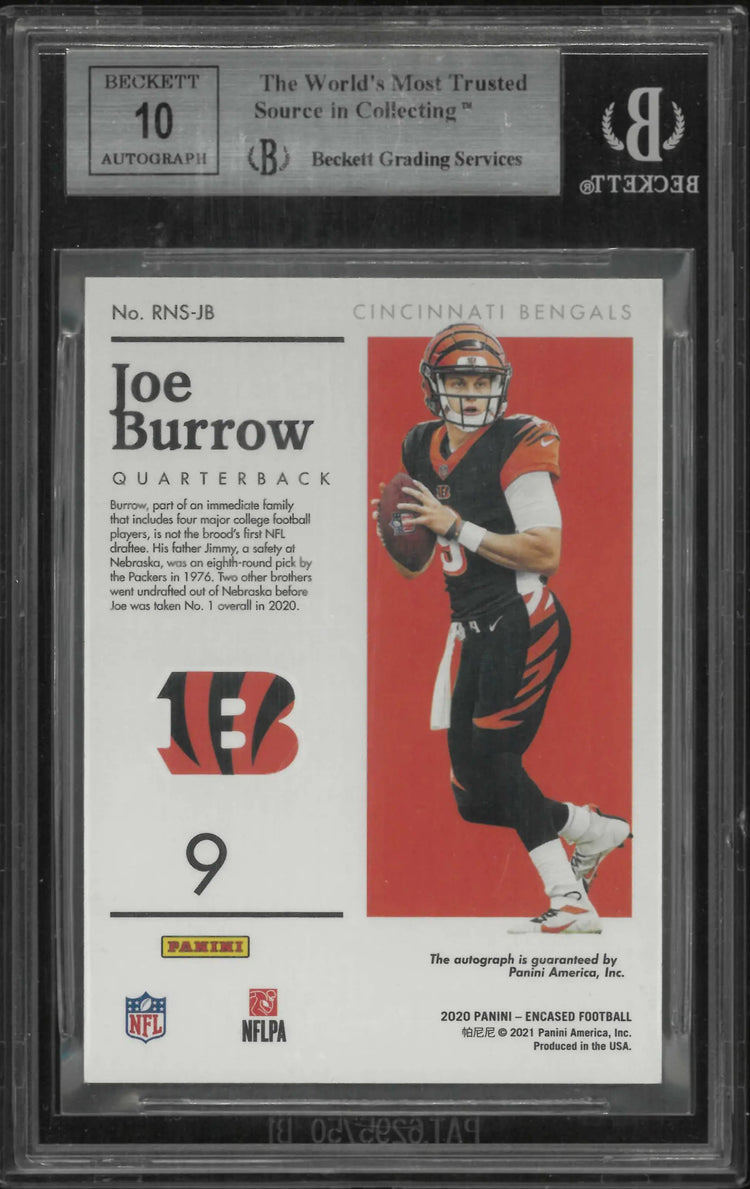2020 Panini Encased Rookie Notable Signatures Joe Burrow Auto RC /75 BGS 9 