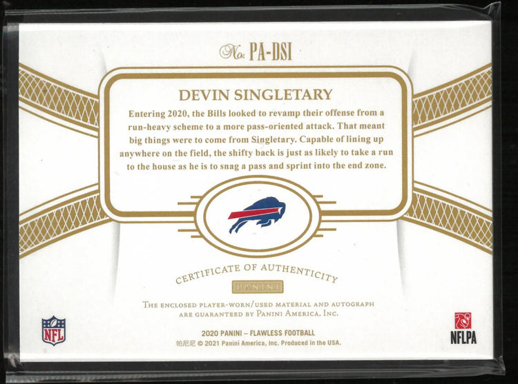 2020 Panini Flawless Autograph Patch Devin Singletary Auto /20 