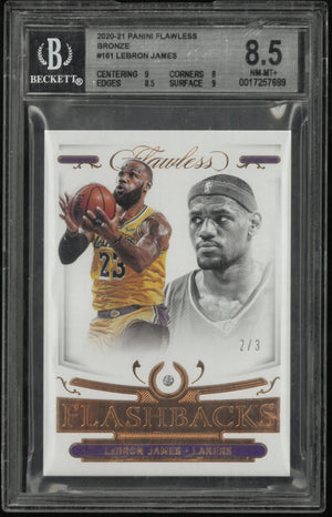 2020 Panini Flawless Bronze Flashbacks Relic LeBron James #161 BGS 8.5 /3 