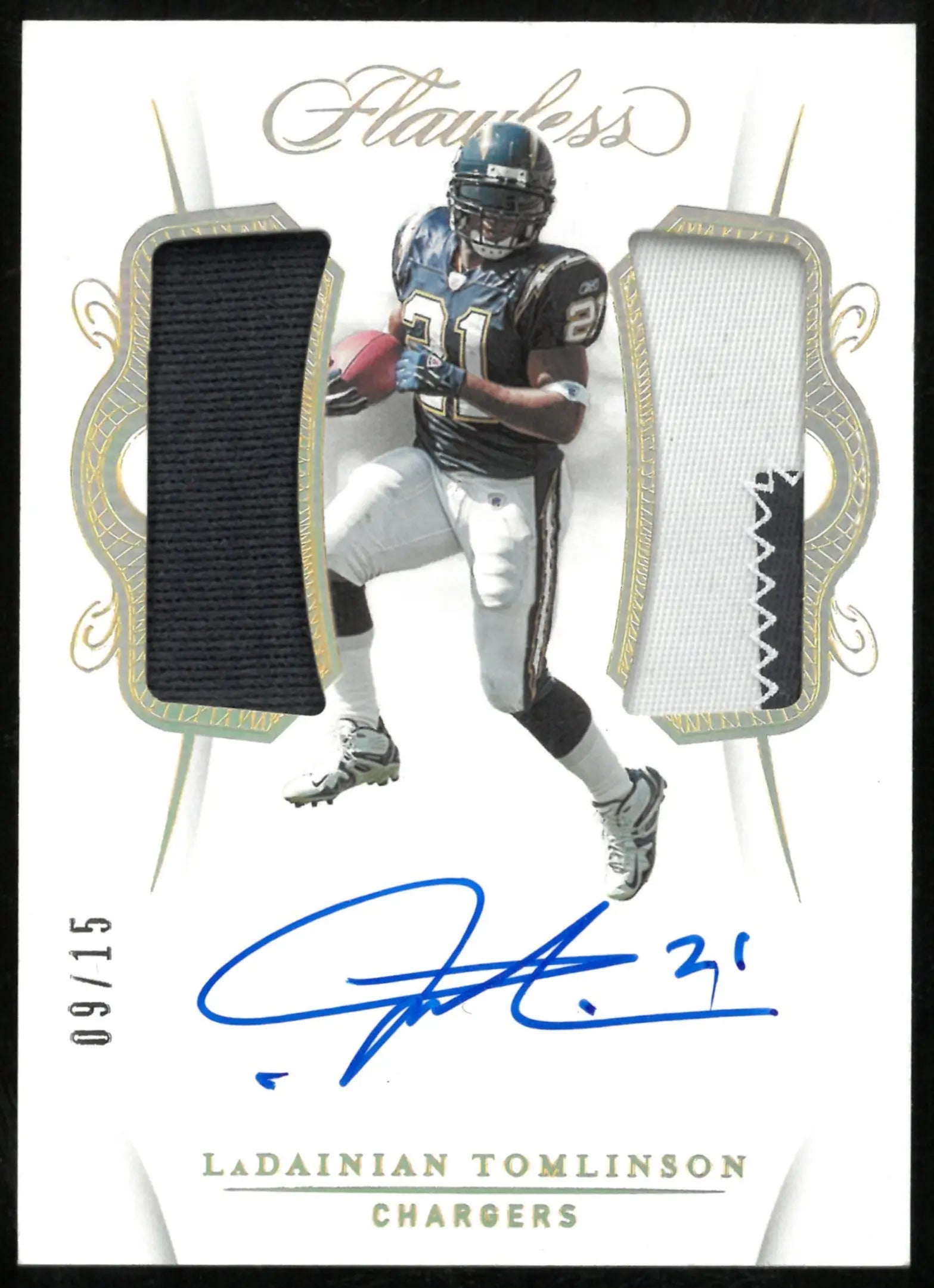 2020 Panini Flawless Dual Patch Auto LaDainian Tomlinson /15 