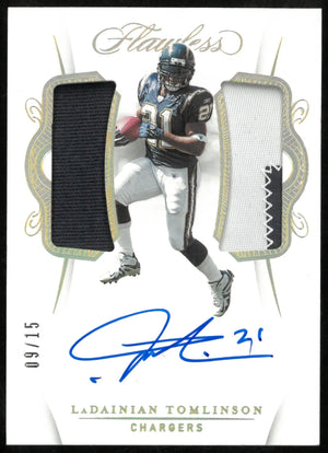 2020 Panini Flawless Dual Patch Auto LaDainian Tomlinson /15 