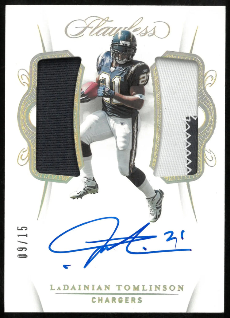 2020 Panini Flawless Dual Patch Auto LaDainian Tomlinson /15 