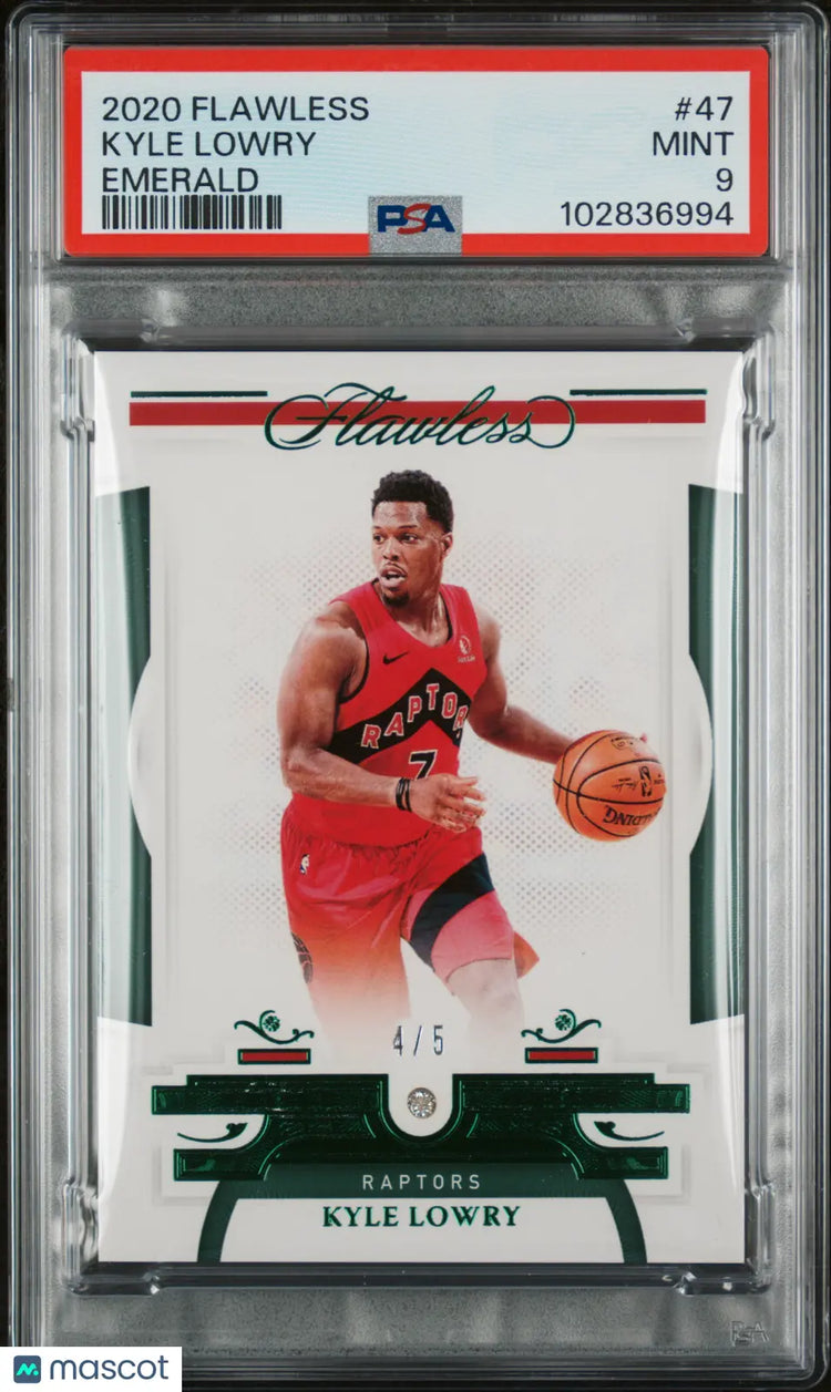 2020 Panini Flawless Kyle Lowry #47 Emerald  /5 PSA 9 