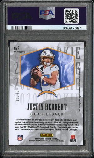2020 Panini Honors 2004 Rookies Justin Herbert RC Auto Orange PSA 10 Auto 10 /25 