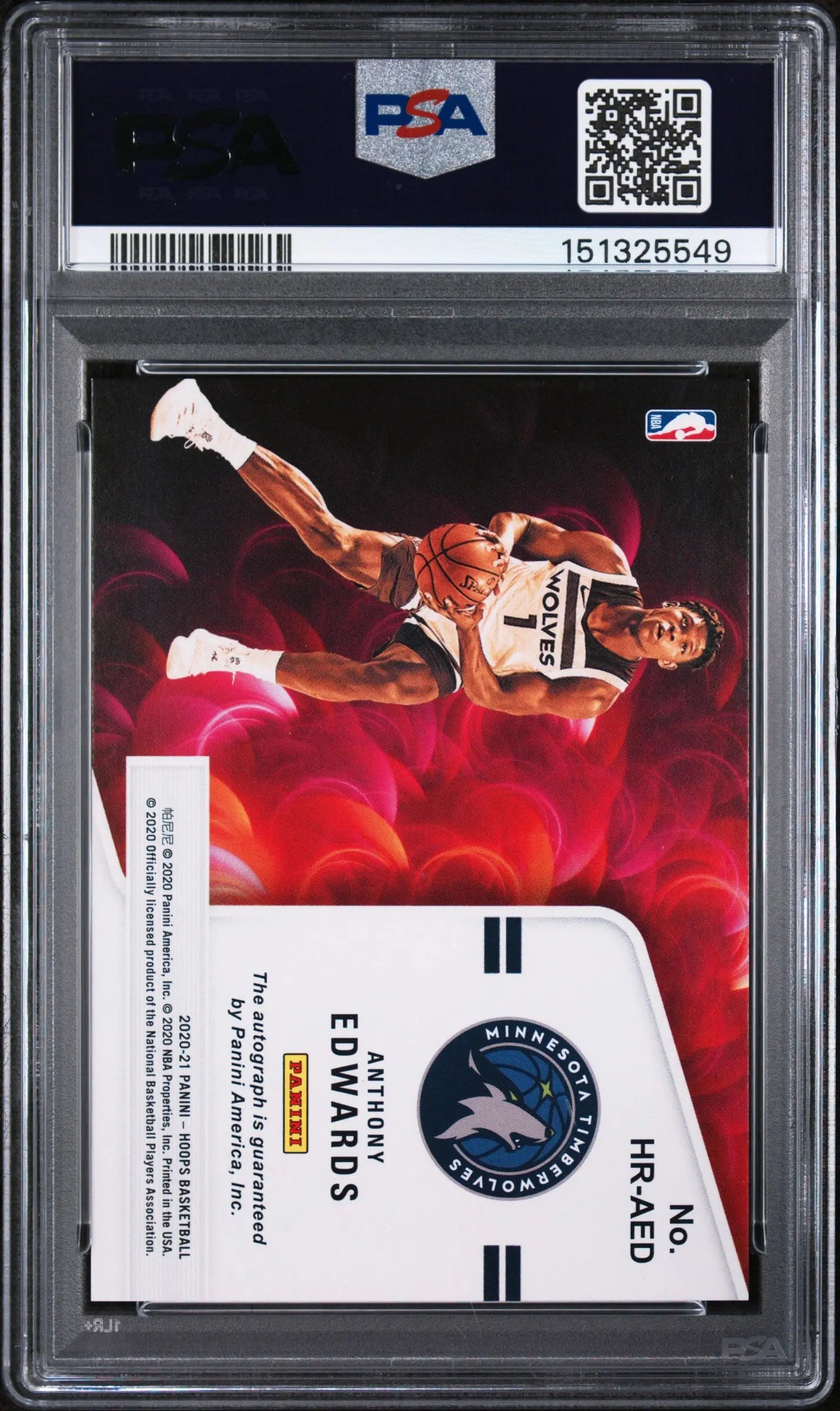 2020 Panini Hoops Hot Signatures Autograph Rookies Anthony Edwards Auto RC PSA 8 