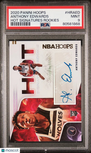 2020 Panini Hoops Hot Signatures Rookie Auto Anthony Edwards #HRAED PSA 9 