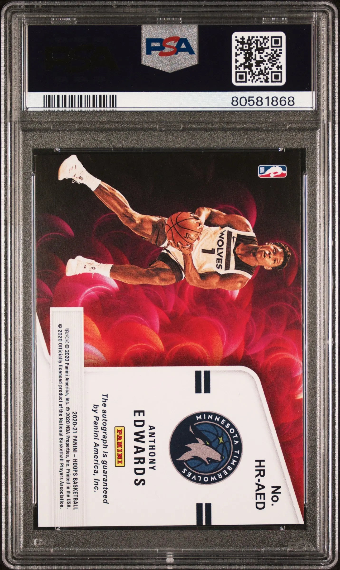 2020 Panini Hoops Hot Signatures Rookie Auto Anthony Edwards #HRAED PSA 9 