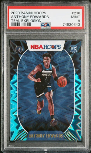2020 Panini Hoops Rookie Anthony Edwards Teal Explosion RC PSA 9 