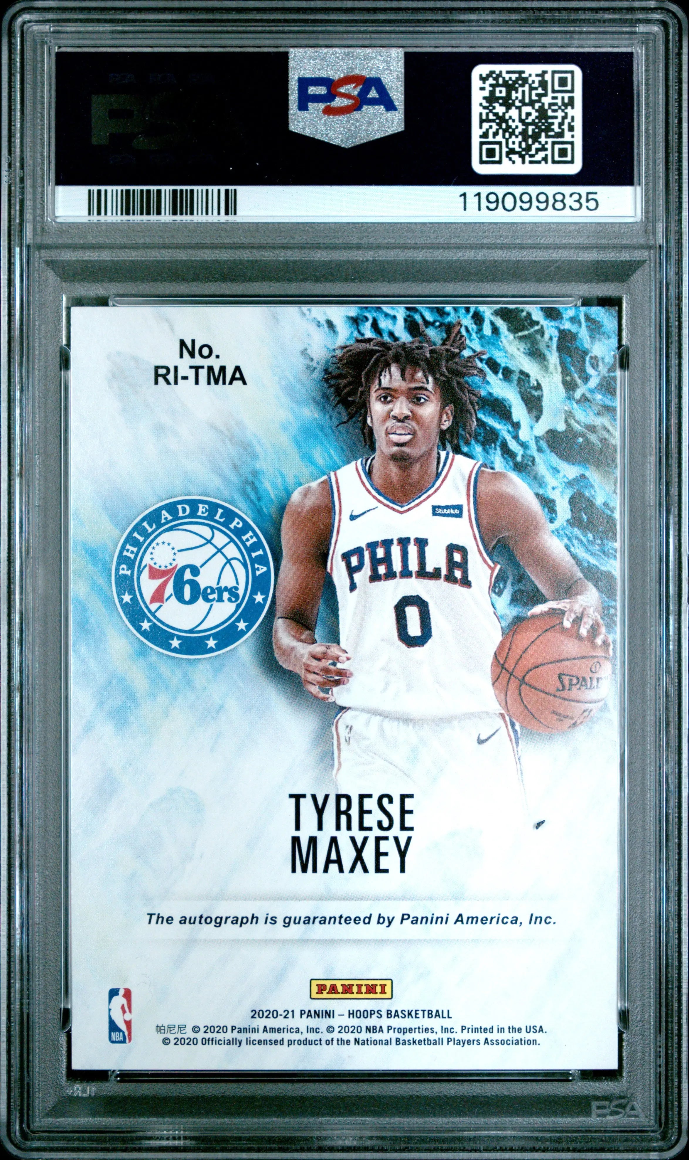 2020 Panini Hoops Rookie Ink Tyrese Maxey RC Autograph Auto Green PSA 10 
