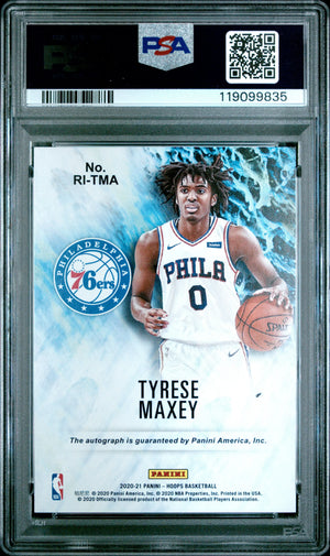 2020 Panini Hoops Rookie Ink Tyrese Maxey RC Autograph Auto Green PSA 10 