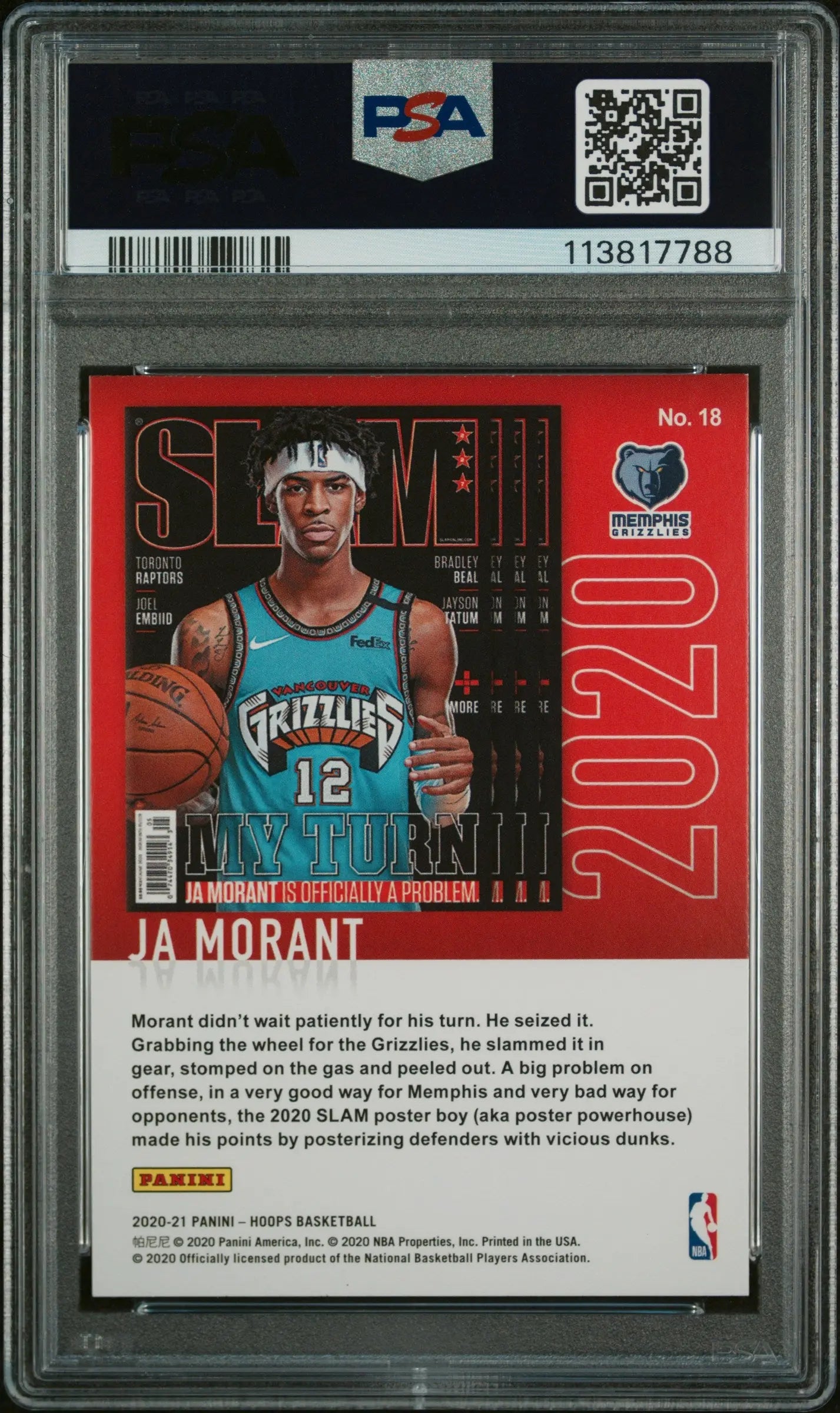2020 Panini Hoops Slam Ja Morant Slam-Winter Holo PSA 9 
