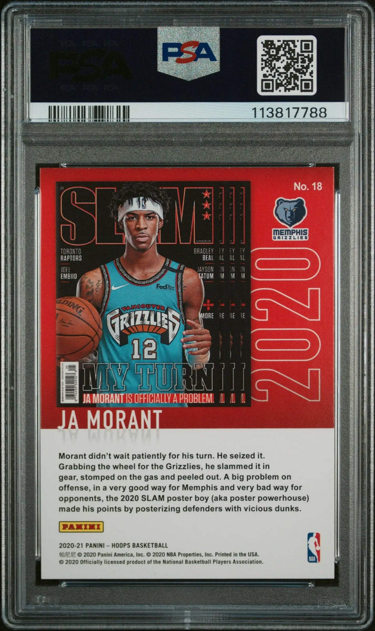 2020 Panini Hoops Slam Ja Morant Slam-Winter Holo PSA 9 