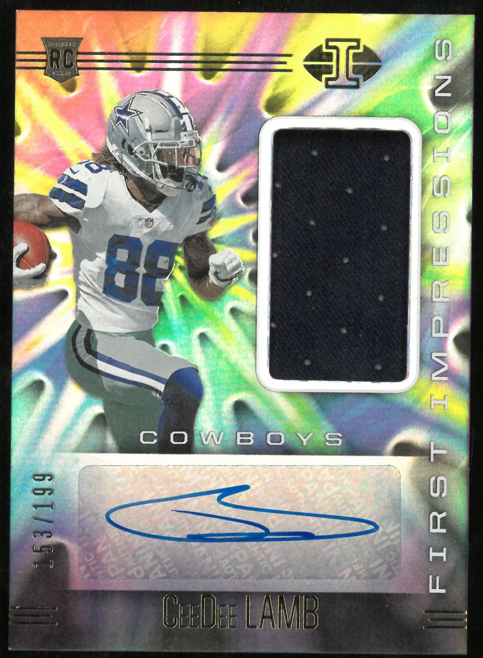 2020 Panini Illusions Football First Impressions CeeDee Lamb RC Rookie Patch Auto /199 