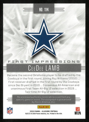2020 Panini Illusions Football First Impressions CeeDee Lamb RC Rookie Patch Auto /199 