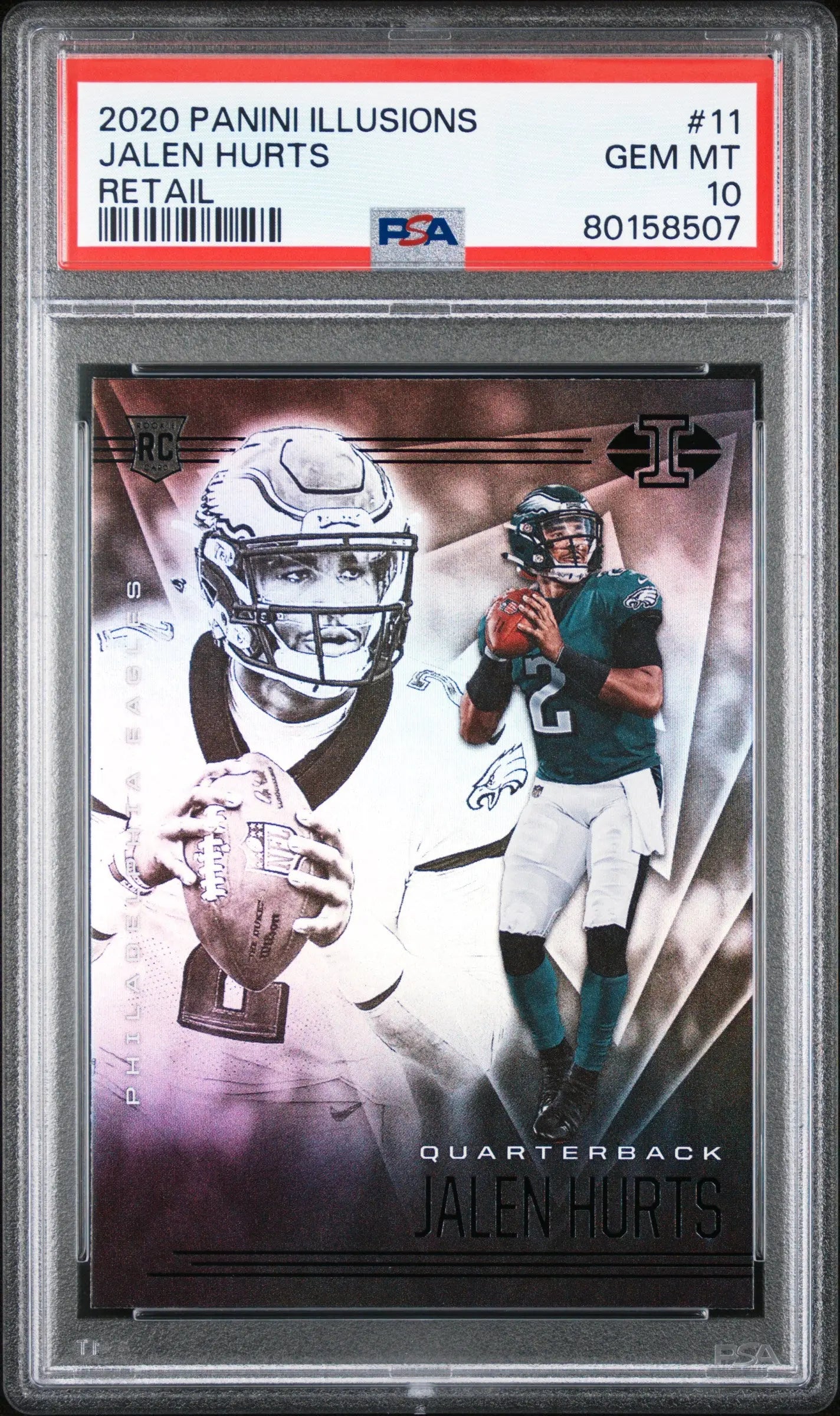 2020 Panini Illusions Football Jalen Hurts RC Rookie Retail PSA 10 