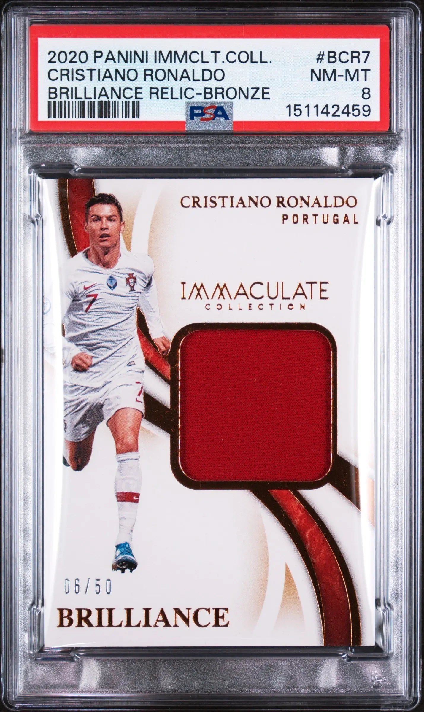 2020 Panini Immaculate Brilliance Relic Bronze Cristiano Ronaldo #BCR7 /50 PSA 8 