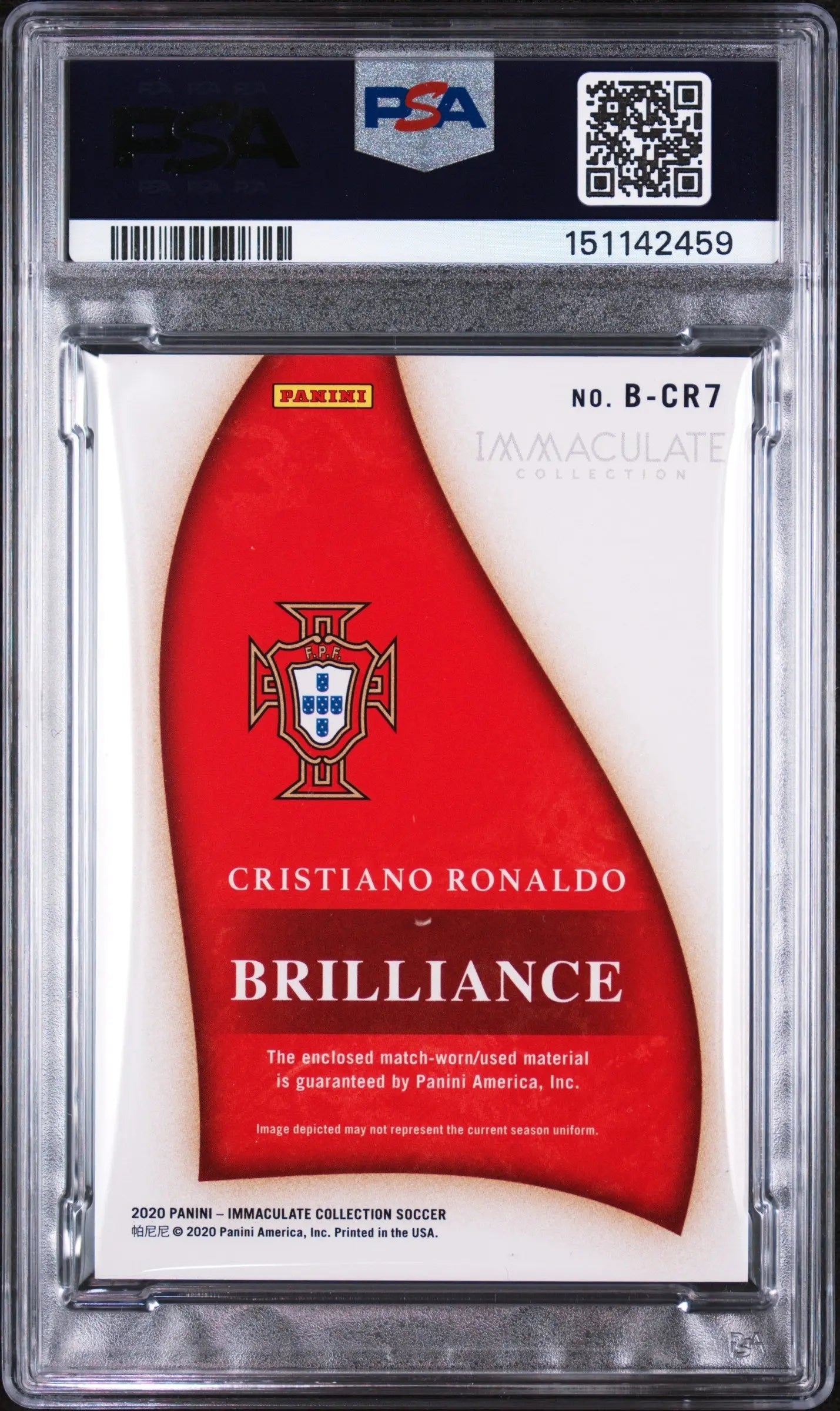 2020 Panini Immaculate Brilliance Relic Bronze Cristiano Ronaldo #BCR7 /50 PSA 8 