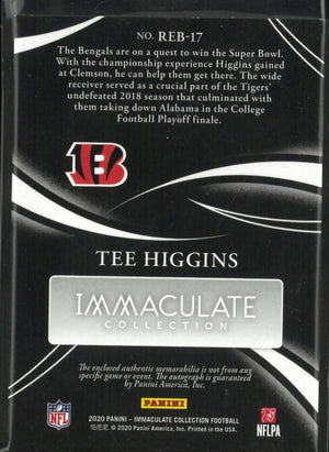 2020 Panini Immaculate Rookie Patch Autograph Tee Higgins Auto /99 RC 