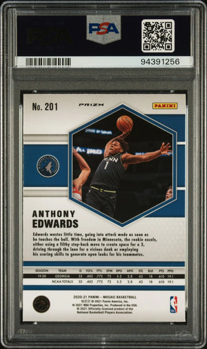 2020 Panini Mosaic Anthony Edwards RC Reactive Yellow PSA 9 #201 
