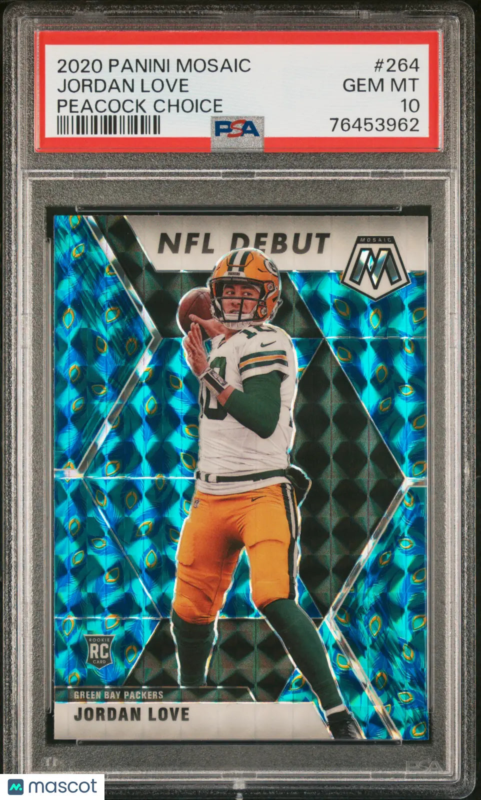 2020 Panini Mosaic Jordan Love RC Rookie Peacock Choice PSA 10 GreenBay Packers 
