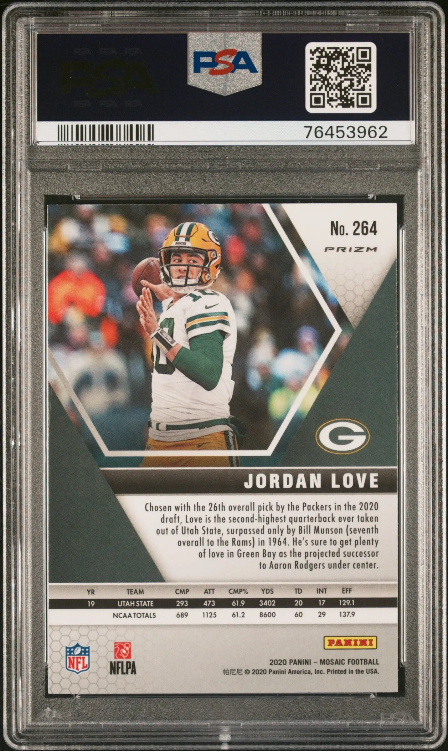 2020 Panini Mosaic Jordan Love RC Rookie Peacock Choice PSA 10 GreenBay Packers 