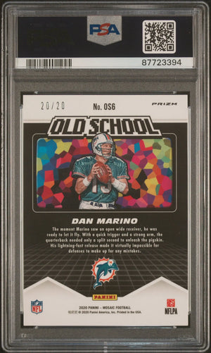2020 Panini Mosaic Old School Dan Marino Gold Florescent /20 PSA 10 