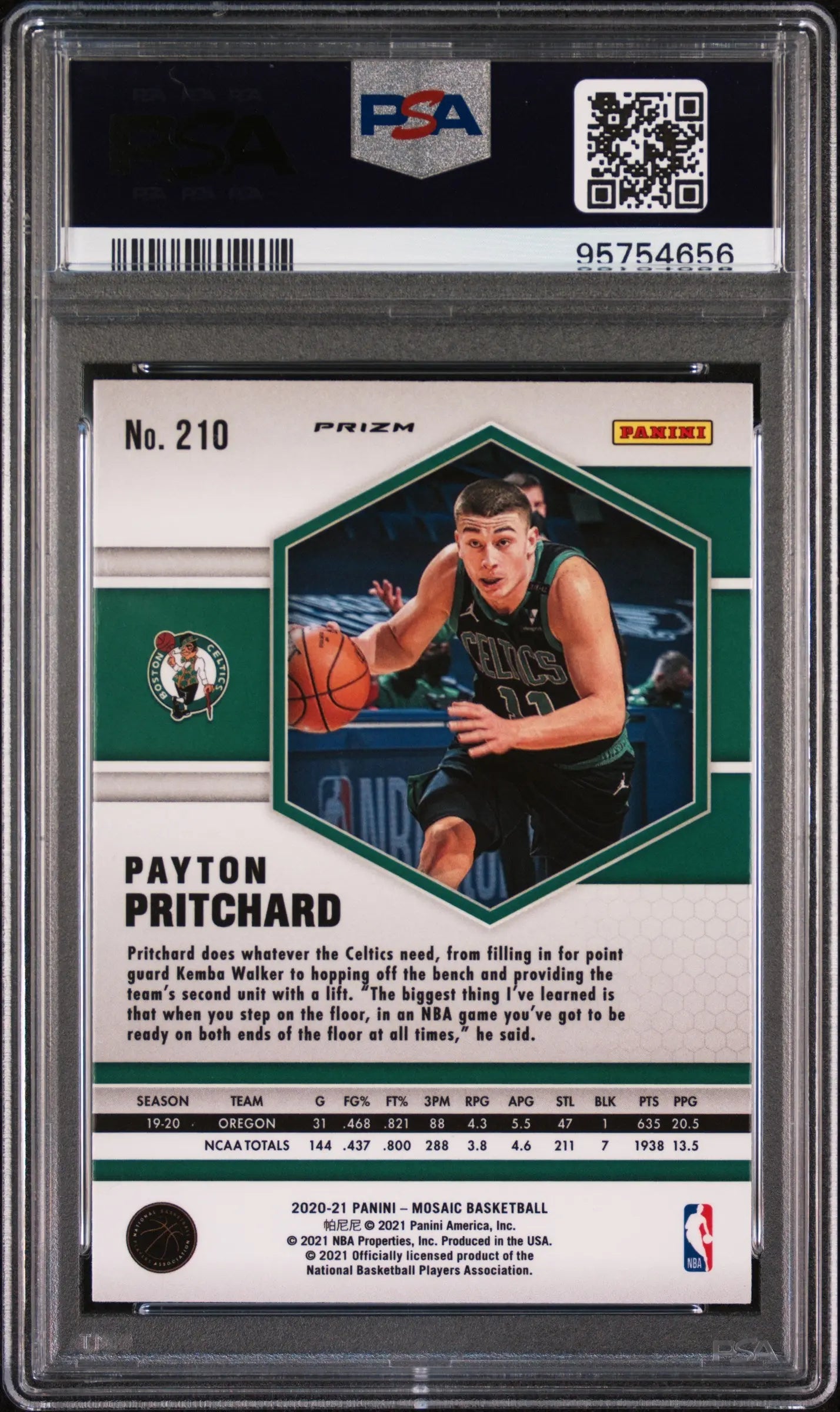 2020 Panini Mosaic Payton Pritchard #210 Green PSA 10 