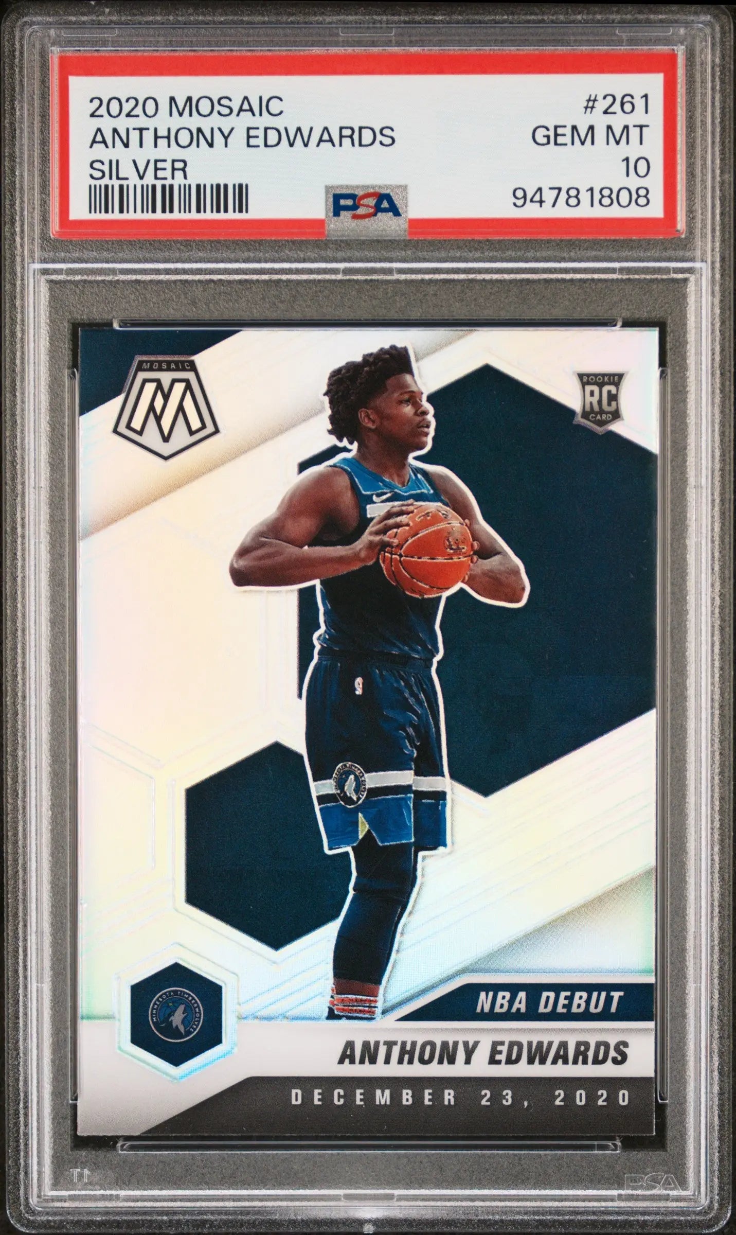 2020 Panini Mosaic Rookie Anthony Edwards Silver RC PSA 10 