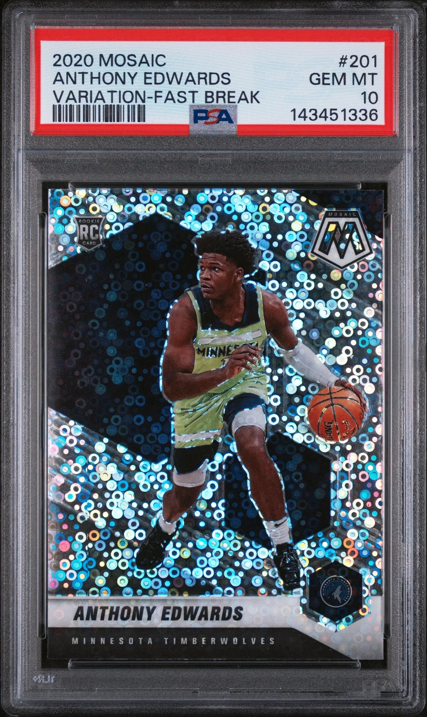2020 Panini Mosaic Rookie Anthony Edwards Variation Fast Break RC PSA 10 