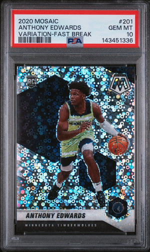 2020 Panini Mosaic Rookie Anthony Edwards Variation Fast Break RC PSA 10 