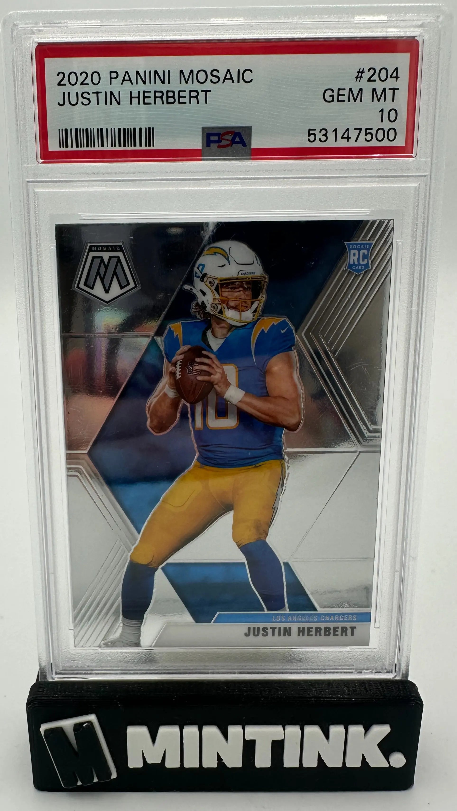 2020 Panini Mosaic Rookie Justin Herbert RC PSA 10 