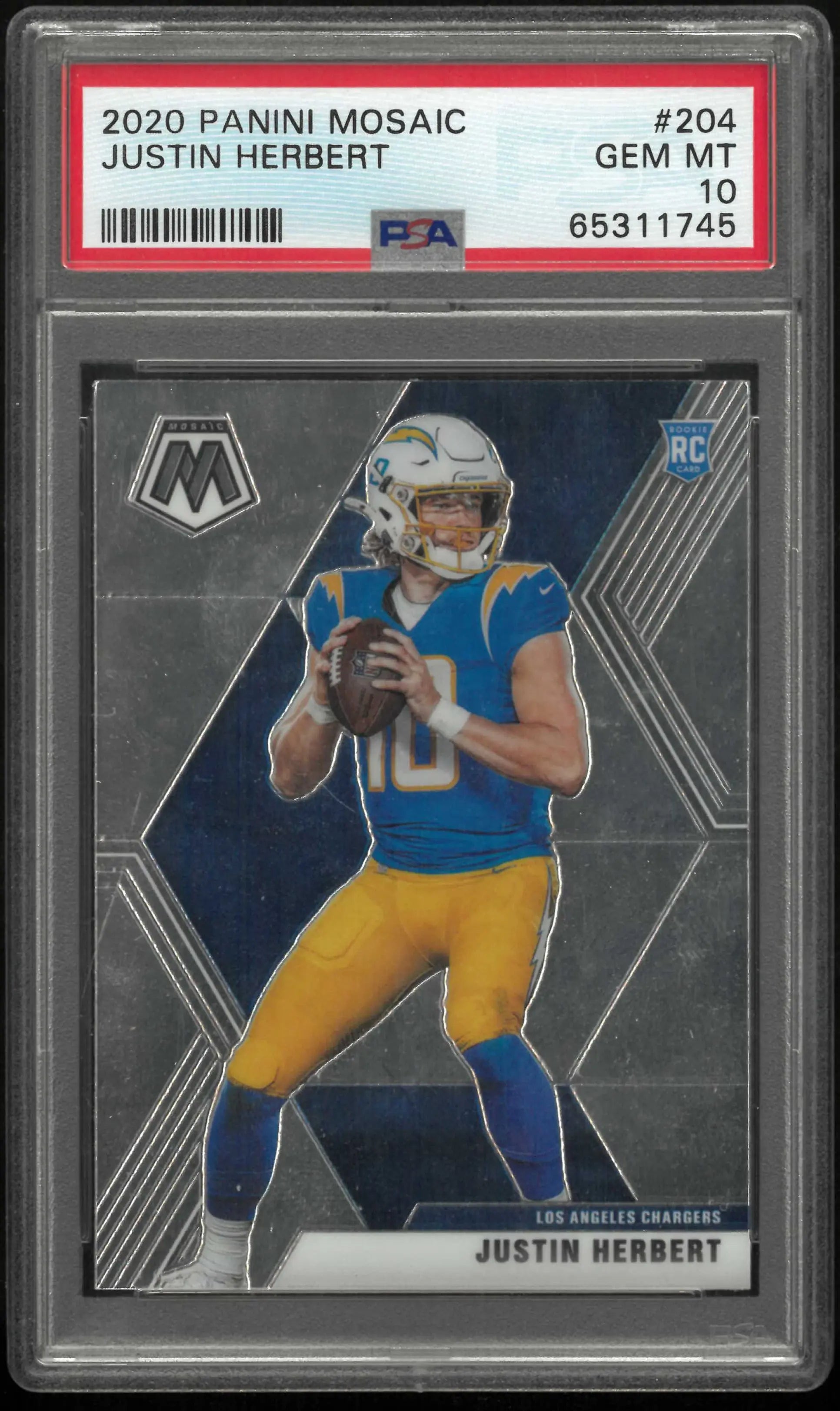 2020 Panini Mosaic Rookie Justin Herbert RC PSA 10 