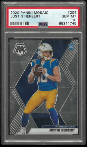 2020 Panini Mosaic Rookie Justin Herbert RC PSA 10 
