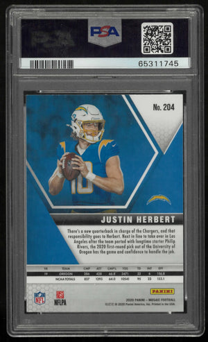2020 Panini Mosaic Rookie Justin Herbert RC PSA 10 