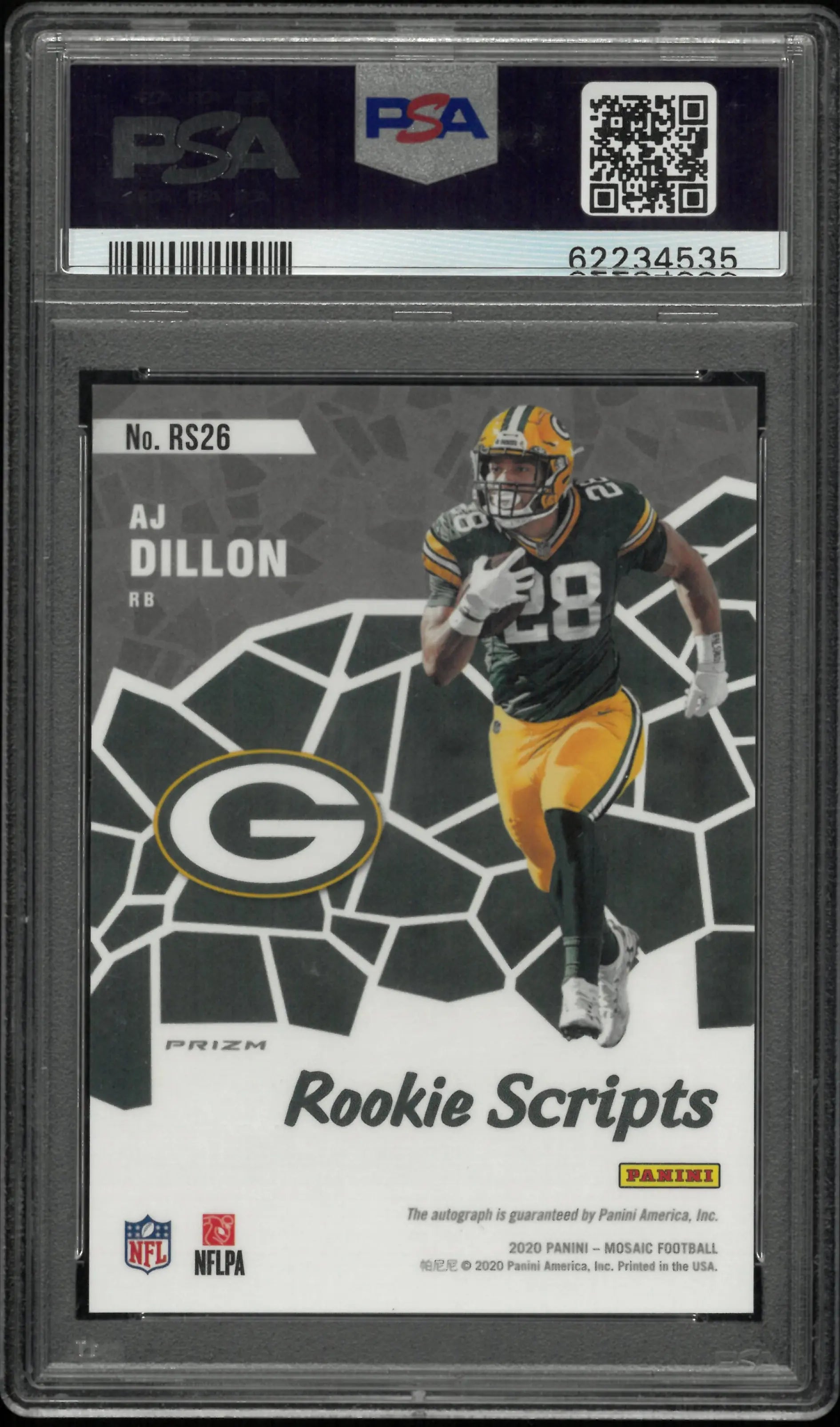 2020 Panini Mosaic Rookie Scripts Aj Dillon Autograph Auto RC PSA 10 