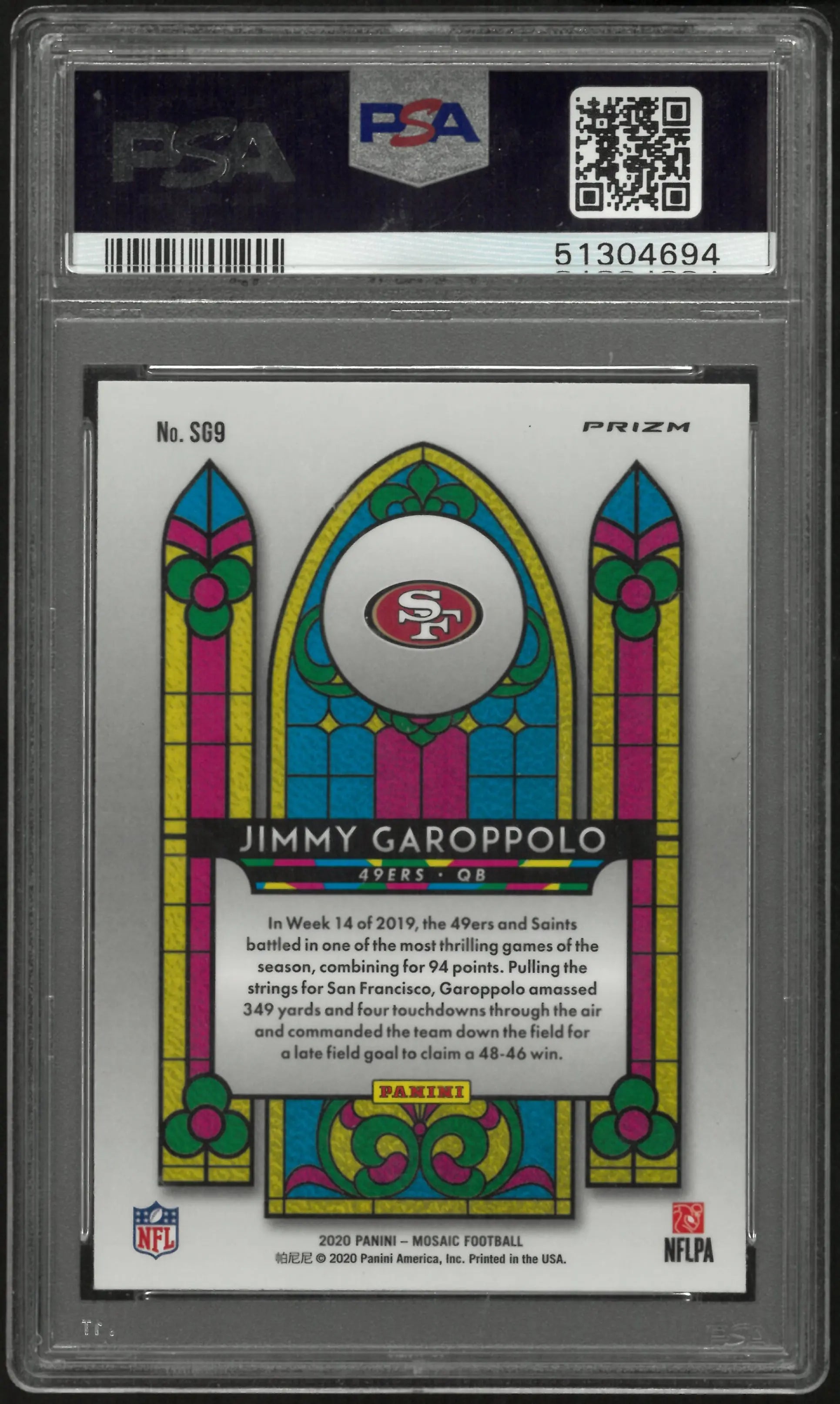 2020 Panini Mosaic Stained Glass Jimmy Garoppolo PSA 9 