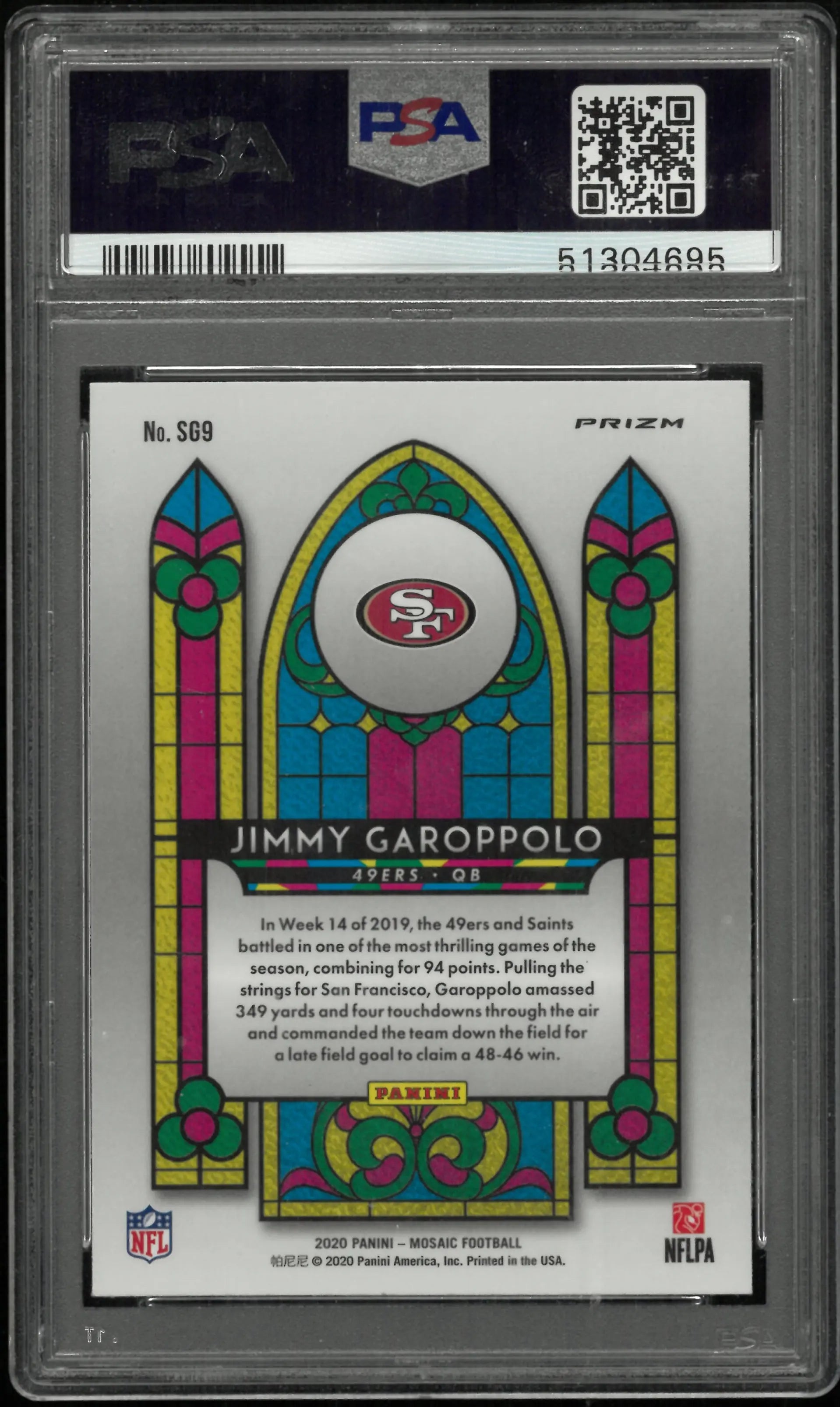 2020 Panini Mosaic Stained Glass Jimmy Garoppolo PSA 9 