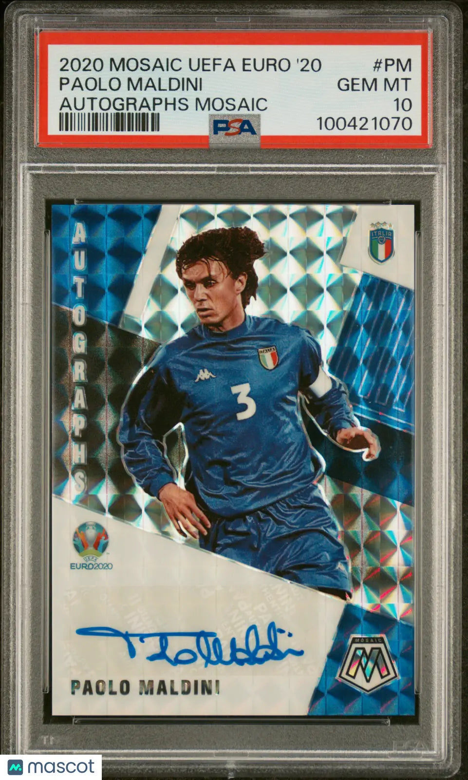 2020 Panini Mosaic UEFA Euro 2020 Autographs Auto Mosaic Paolo Maldini PSA 10 