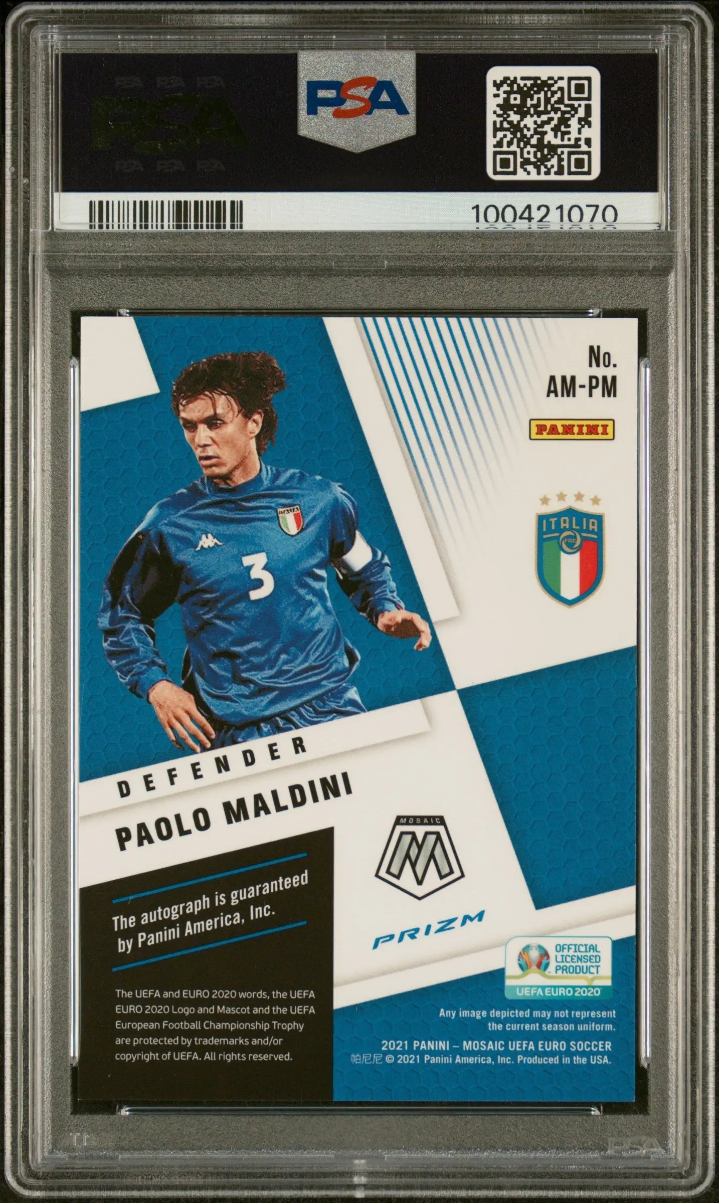 2020 Panini Mosaic UEFA Euro 2020 Autographs Auto Mosaic Paolo Maldini PSA 10 