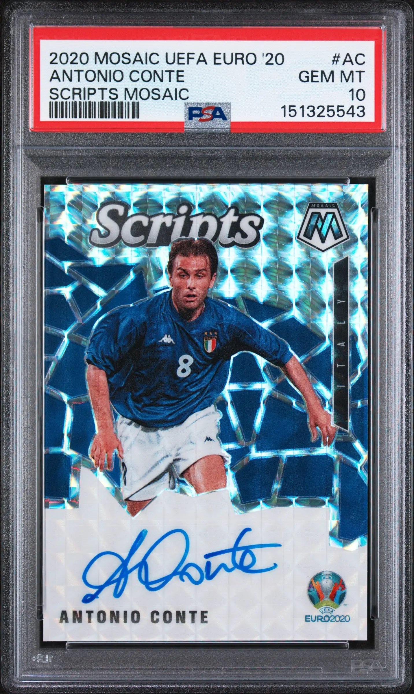 2020 Panini Mosaic UEFA Euro 2020 Scripts Mosaic Auto Antonio Conte #AC PSA 10 